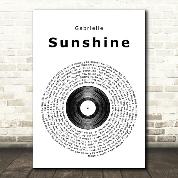 Gabrielle Sunshine Vinyl Record Song Lyric Quote Print