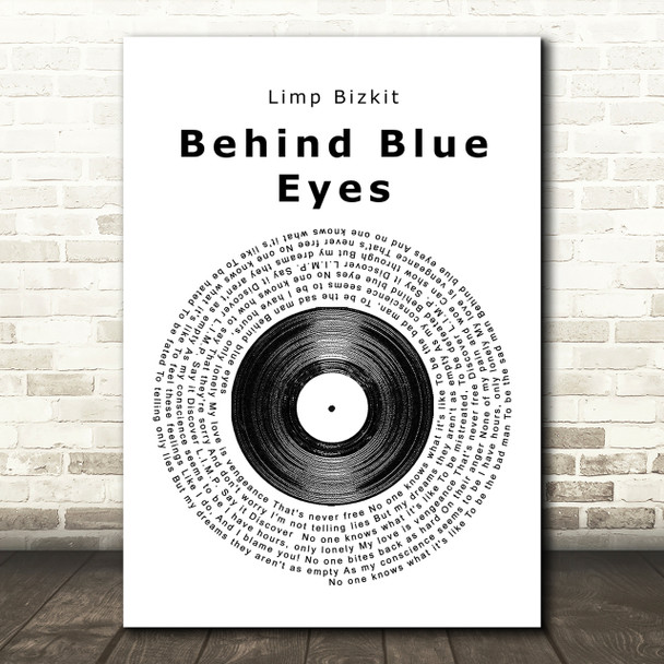 Limp Bizkit Behind Blue Eyes Vinyl Record Song Lyric Quote Print - Red  Heart Print