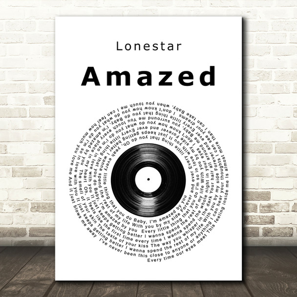 Lonestar Amazed Vinyl Record Song Lyric Quote Print