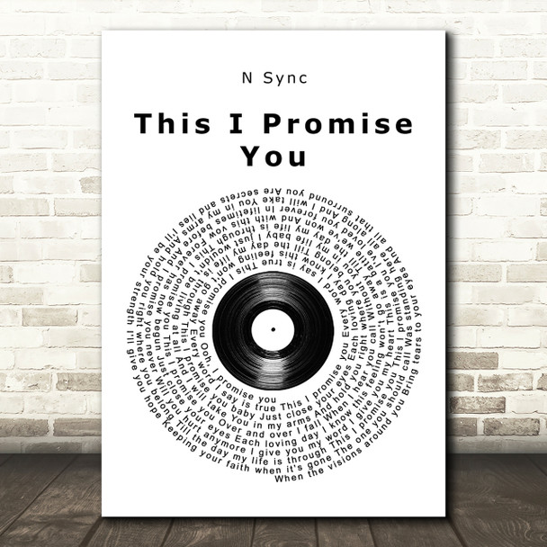 N Sync This I Promise You Vinyl Record Song Lyric Quote Print