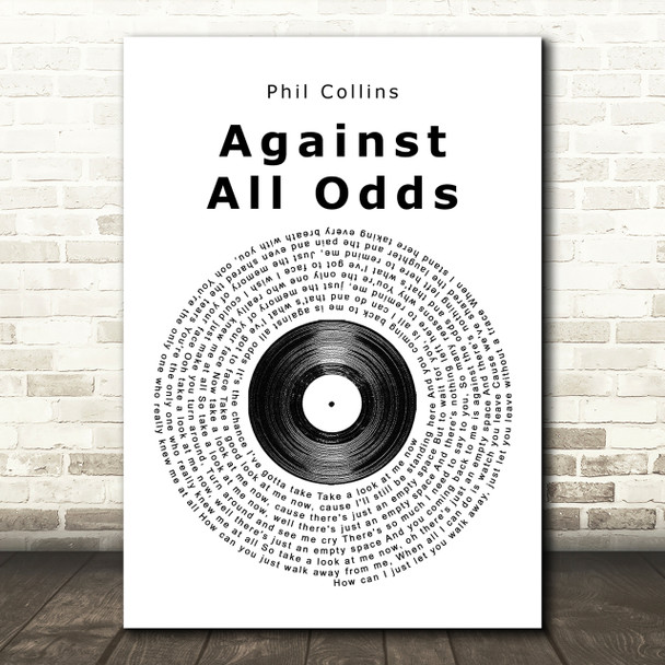 Phil Collins Against All Odds Vinyl Record Song Lyric Quote Print