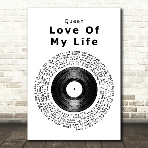 Queen Love Of My Life Vinyl Record Song Lyric Quote Print