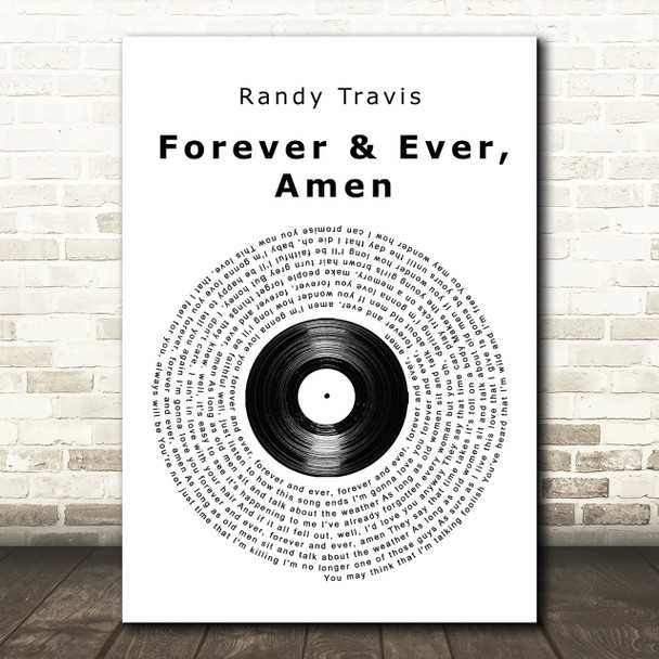 Randy Travis Forever & Ever, Amen Vinyl Record Song Lyric Quote Print