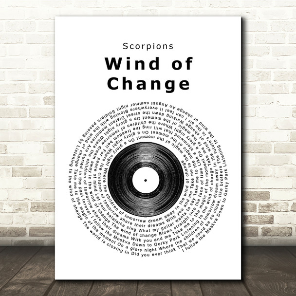 Scorpions Wind of Change Vinyl Record Song Lyric Quote Print