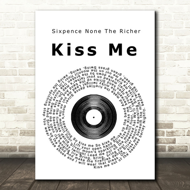 Sixpence None The Richer Kiss Me Vinyl Record Song Lyric Quote Print