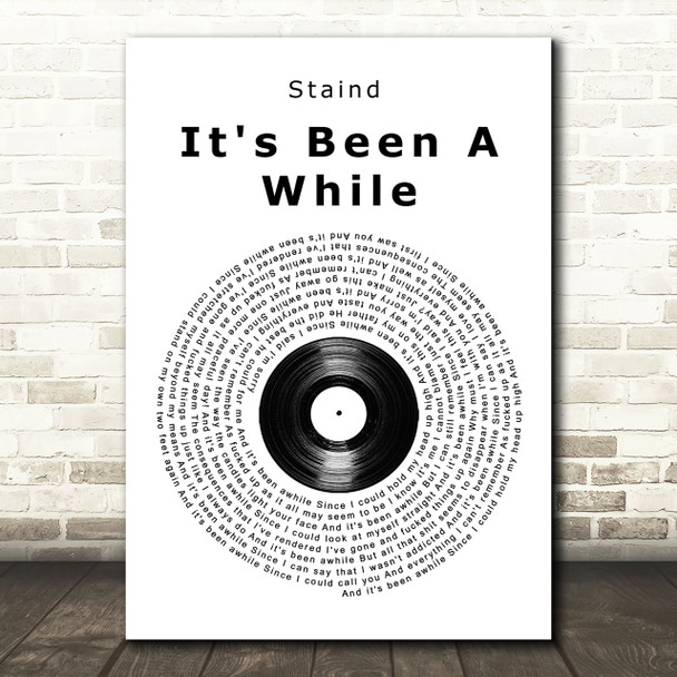Staind It's Been A While Vinyl Record Song Lyric Quote Print