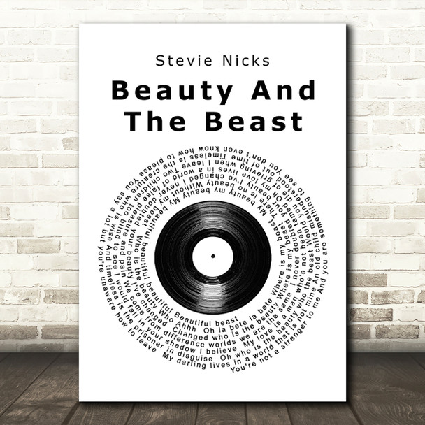 Stevie Nicks Beauty And The Beast Vinyl Record Song Lyric Quote Print