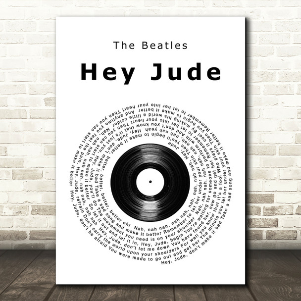 The Beatles Hey Jude Vinyl Record Song Lyric Quote Print