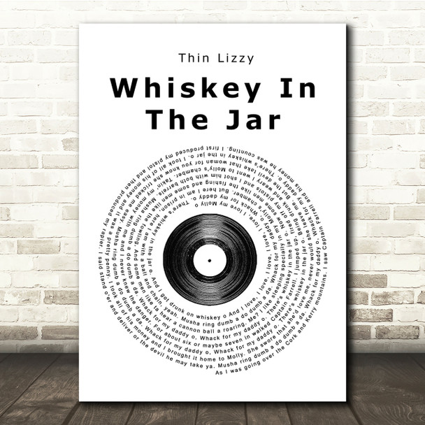 Thin Lizzy Whiskey In The Jar Vinyl Record Song Lyric Quote Print