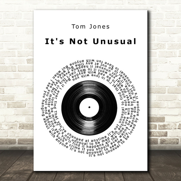 Tom Jones It's Not Unusual Vinyl Record Song Lyric Quote Print
