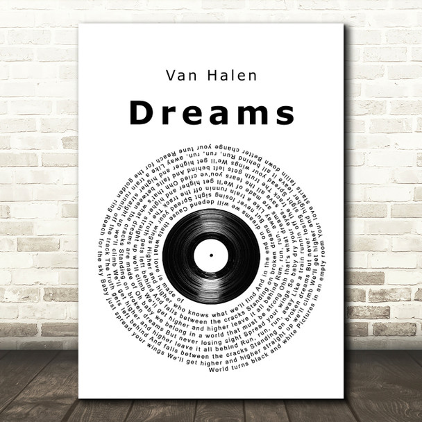 Van Halen Dreams Vinyl Record Song Lyric Quote Print