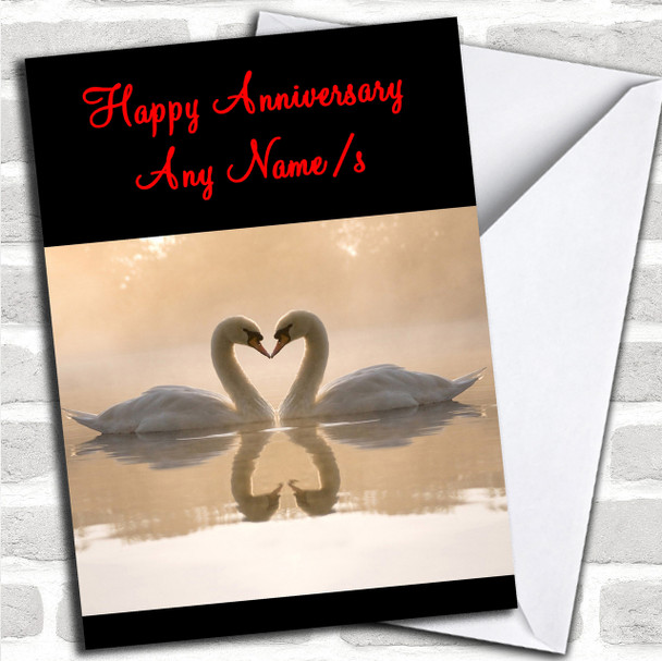 Heart Swans Personalized Anniversary Card