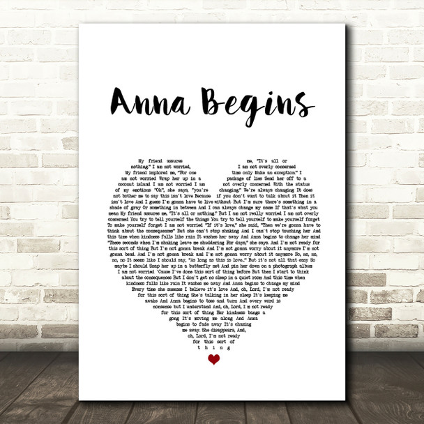 Counting Crows Anna Begins Heart Song Lyric Quote Print