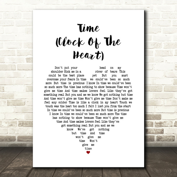 Culture Club Time (Clock Of The Heart) White Heart Song Lyric Quote Print