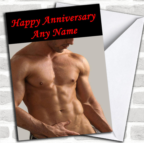 Sexy Mans Body Personalized Anniversary Card