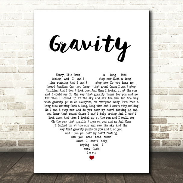 Embrace Gravity White Heart Song Lyric Quote Print