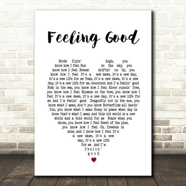 Feeling Good Nina Simone Heart Song Lyric Quote Print