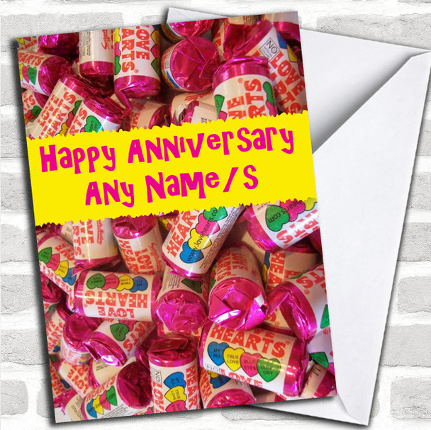 Love Heart Sweets Personalized Anniversary Card