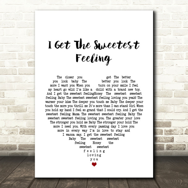 Jackie Wilson I Get The Sweetest Feeling White Heart Song Lyric Quote Print