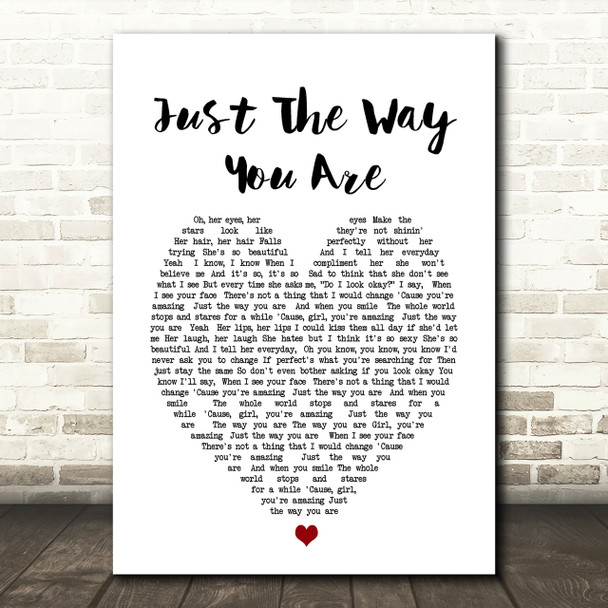 Just The Way You Are Bruno Mars Heart Song Lyric Quote Print