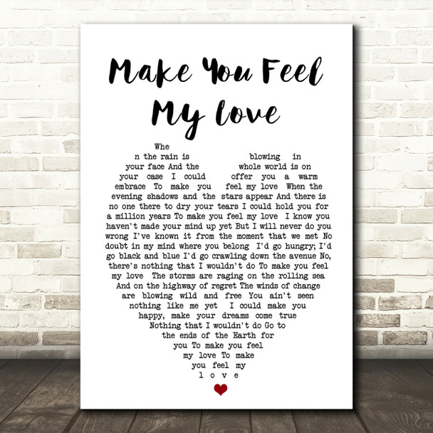 Make You Feel My Love Adele Heart Quote Song Lyric Print
