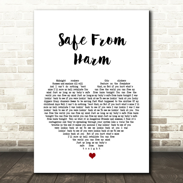 Massive Attack Safe From Harm White Heart Song Lyric Quote Print