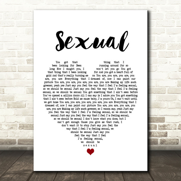 NEIKED Sexual White Heart Song Lyric Quote Print