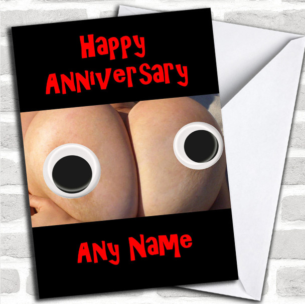 Funny Breasts Joke Personalized Anniversary Card