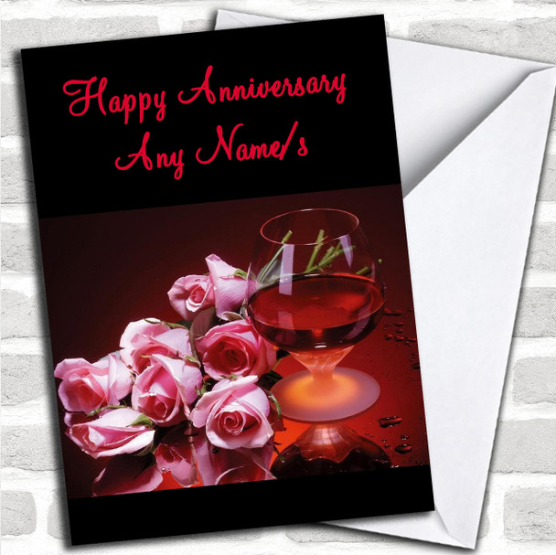 Brandy And Flowers Personalized Anniversary Card