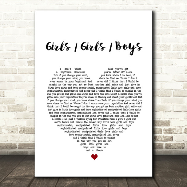 Panic At The Disco Girls Girls Boys Heart Song Lyric Quote Print
