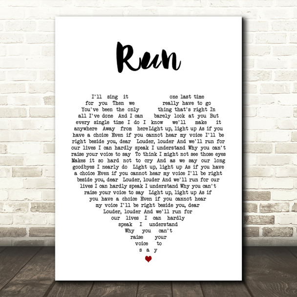 Run Leona Lewis Heart Song Lyric Quote Print