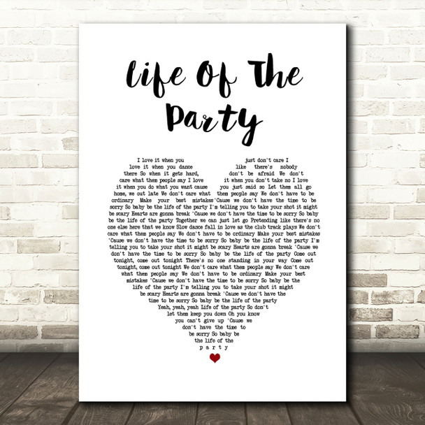 Shawn Mendes Life Of The Party Heart Song Lyric Quote Print