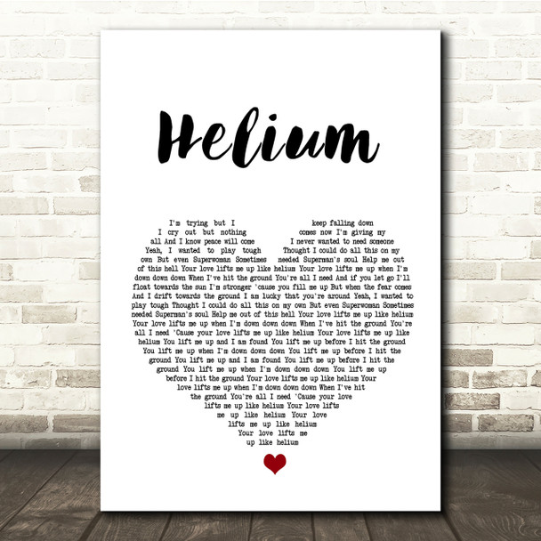 Sia Helium White Heart Song Lyric Quote Print