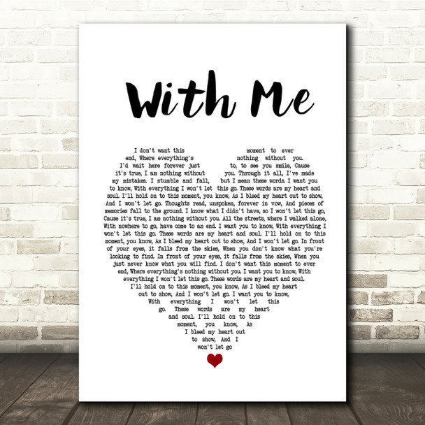 Sum 41 With Me White Heart Song Lyric Quote Print