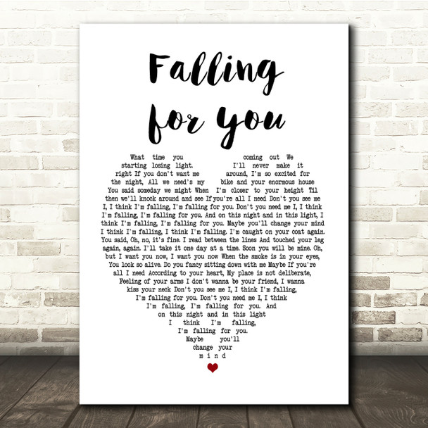 The 1975 Fallingforyou White Heart Song Lyric Quote Print