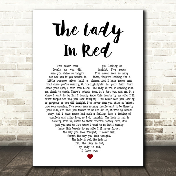 The Lady In Red Chris De Burgh Heart Song Lyric Quote Print
