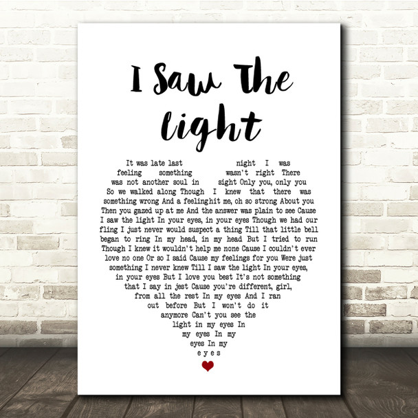 Todd Rundgren I Saw The Light White Heart Song Lyric Quote Print