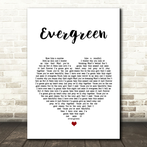 Westlife Evergreen White Heart Song Lyric Quote Print