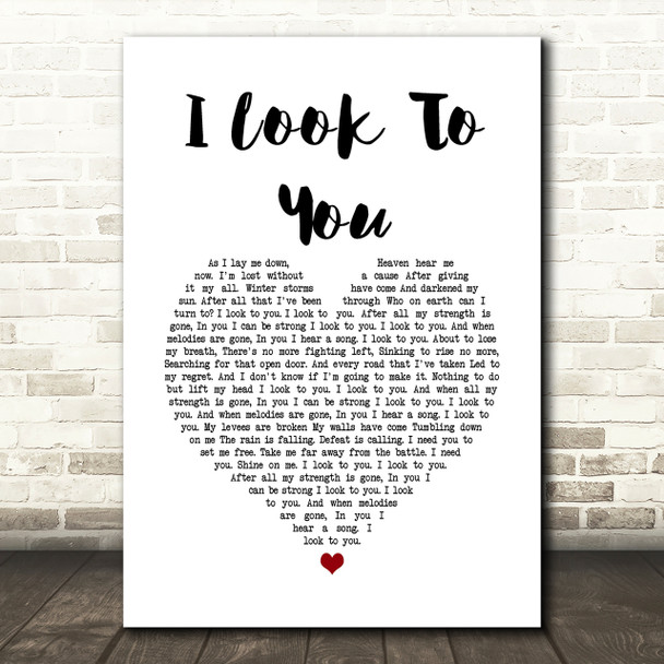 Whitney Houston I Look To You Heart Song Lyric Quote Print