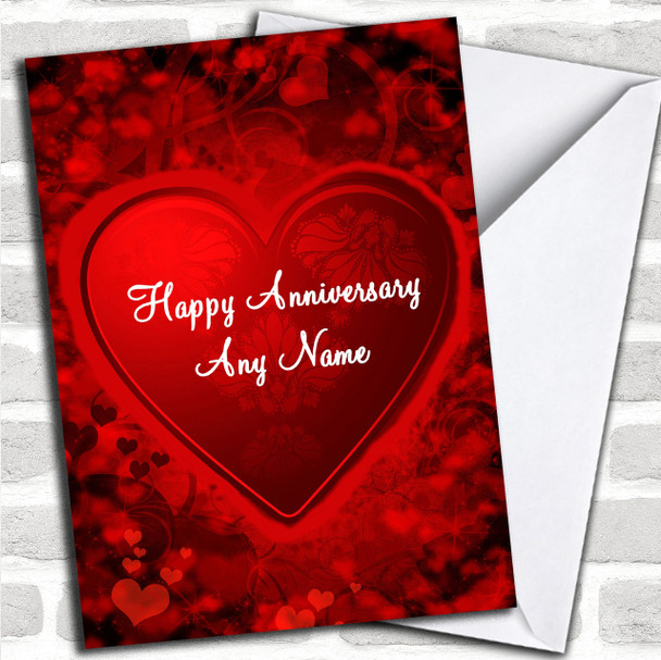 Red And Black Love Heart Personalized Anniversary Card