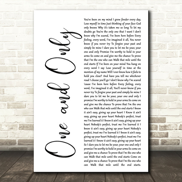 Adele One And Only White Script Song Lyric Quote Print