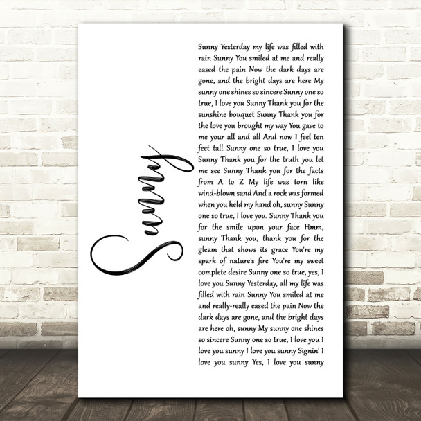 Bobby Hebb Sunny White Script Song Lyric Quote Print