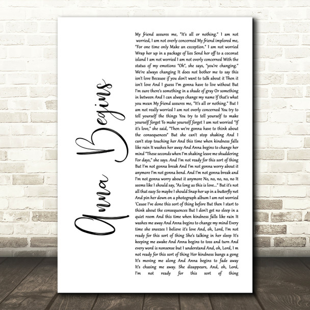 Counting Crows Anna Begins White Script Song Lyric Quote Print