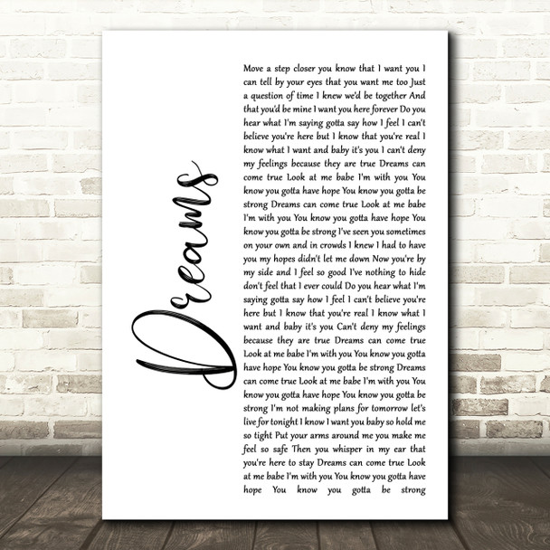 Gabrielle Dreams White Script Song Lyric Quote Print