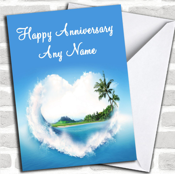 Palm Tree Love Beach Personalized Anniversary Card