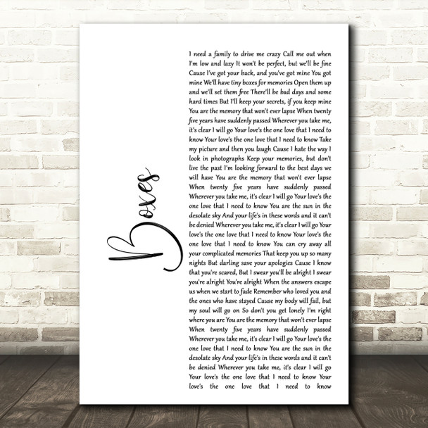 Goo Goo Dolls Boxes White Script Song Lyric Quote Print