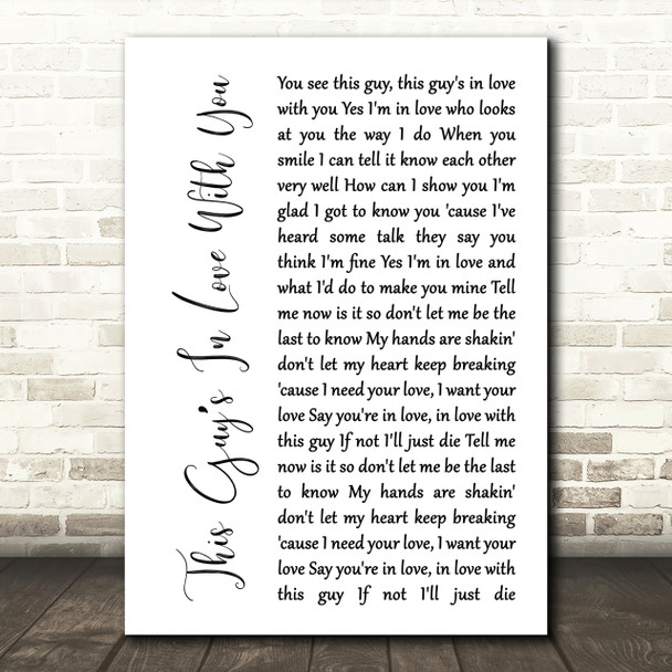 Herb Albert This Guys In Love With You White Script Song Lyric Quote Print