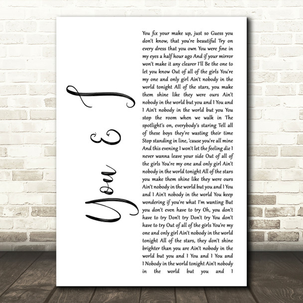 John Legend You & I White Script Song Lyric Quote Print