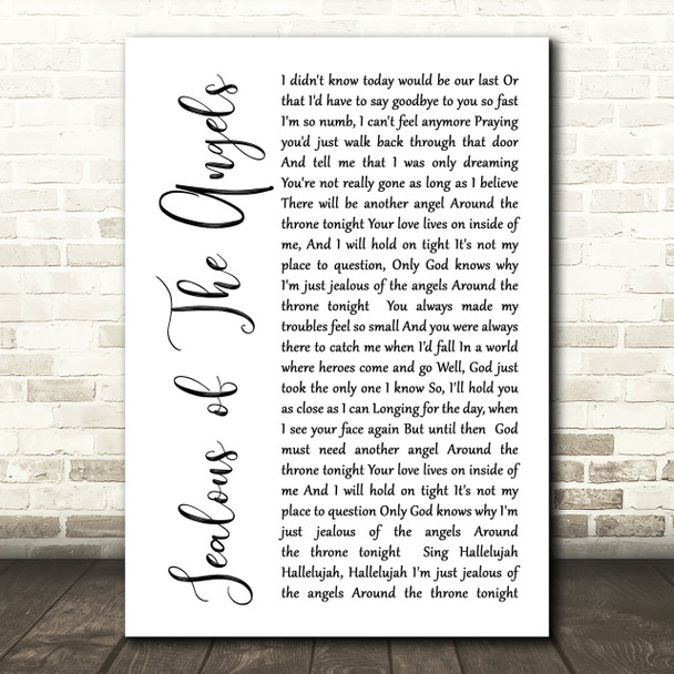 Katherine Jenkins Jealous Of The Angels White Script Song Lyric Quote Print