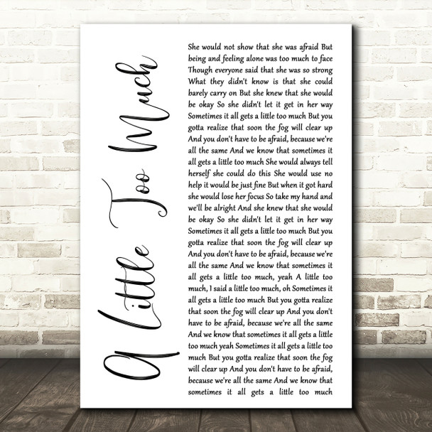 Shawn Mendes A Little Too Much White Script Song Lyric Quote Print